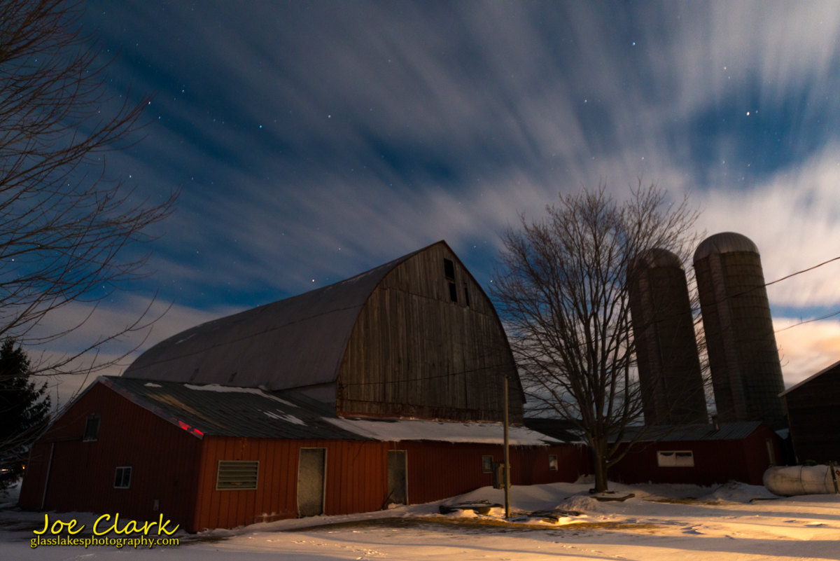 Huron county farm in moonlight
