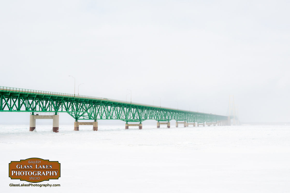 Mackinaw Bridge in snow Northern Micigan Photographer Joe Clark